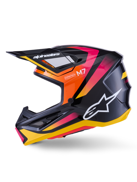 Alpinestars SM7 Rise Helmet Ece06 Black Yellow Pink Glossy Top Two Moto