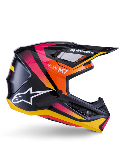Alpinestars SM7 Rise Helmet Ece06 Black Yellow Pink Glossy Top Two Moto