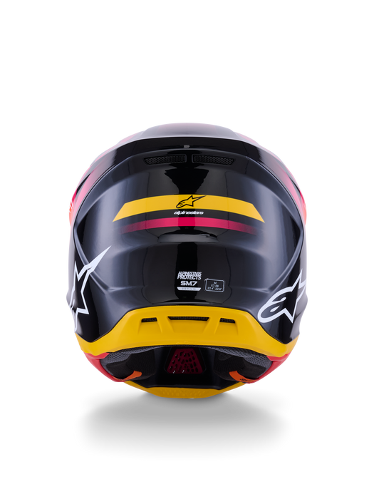 Alpinestars SM7 Rise Helmet Ece06 Black Yellow Pink Glossy Top Two Moto