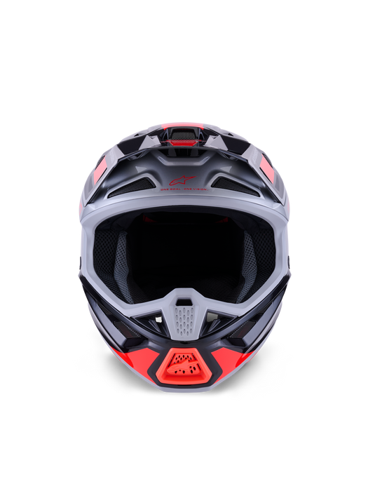 Alpinestars SM7 Rise Helmet Ece06 Black Silver Fluro-Red Glossy Top Two Moto