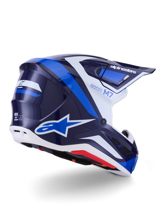 Alpinestars SM7 Rise Helmet Ece06 Blue White Glossy Top Two Moto