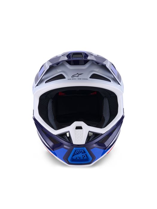 Alpinestars SM7 Rise Helmet Ece06 Blue White Glossy Top Two Moto