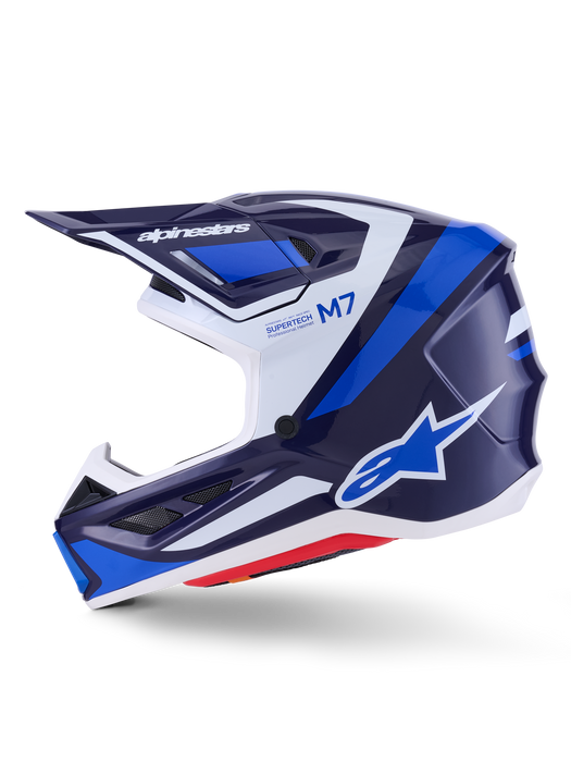 Alpinestars SM7 Rise Helmet Ece06 Blue White Glossy Top Two Moto