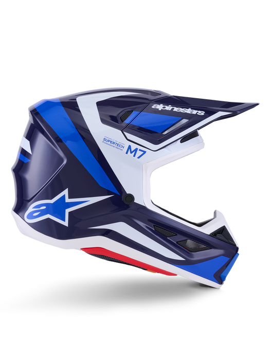 Alpinestars SM7 Rise Helmet Ece06 Blue White Glossy Top Two Moto