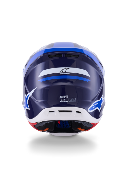 Alpinestars SM7 Rise Helmet Ece06 Blue White Glossy Top Two Moto