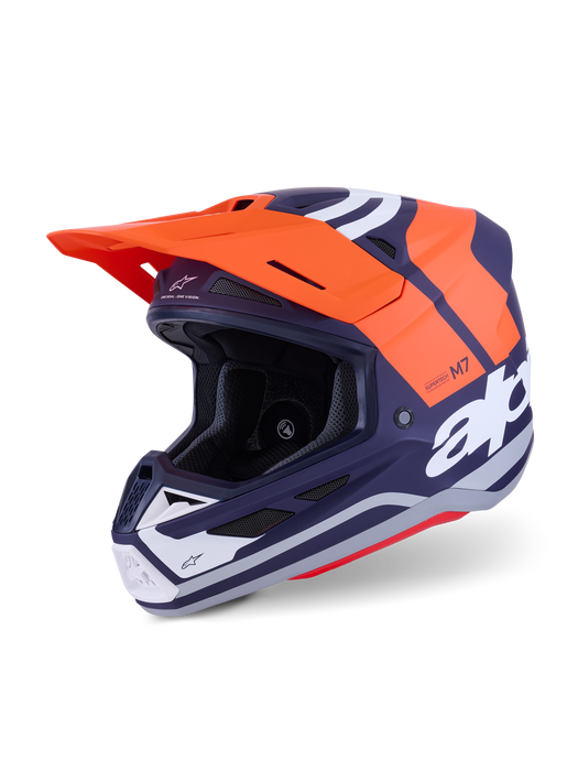 Alpinestars SM7 Core Helmet Ece06 Orange Blue Matt Top Two Moto