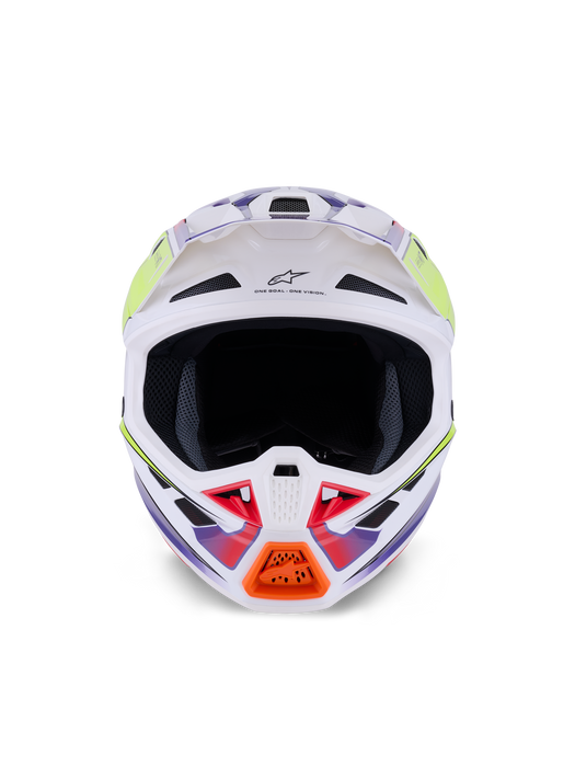 Alpinestars SM7 Fuse Helmet Ece06 White Fluro-Yellow Purple Glossy Top Two Moto