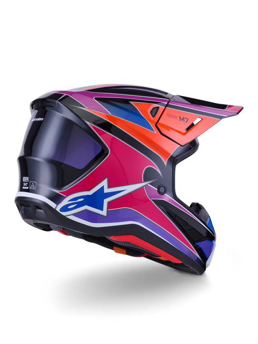 Alpinestars SM7 Fuse Helmet Ece06 Blue Purple Pink Glossy Top Two Moto