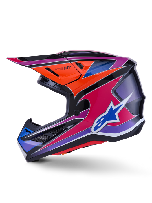 Alpinestars SM7 Fuse Helmet Ece06 Blue Purple Pink Glossy Top Two Moto