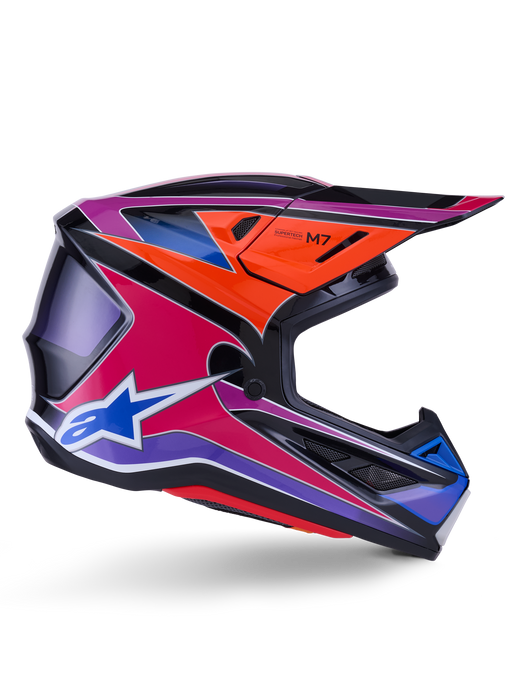 Alpinestars SM7 Fuse Helmet Ece06 Blue Purple Pink Glossy Top Two Moto