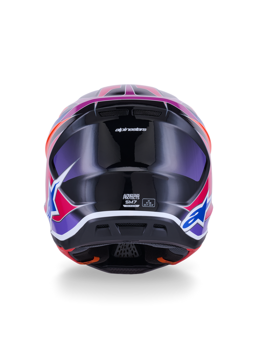 Alpinestars SM7 Fuse Helmet Ece06 Blue Purple Pink Glossy Top Two Moto