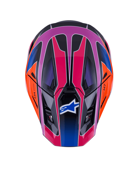 Alpinestars SM7 Fuse Helmet Ece06 Blue Purple Pink Glossy Top Two Moto