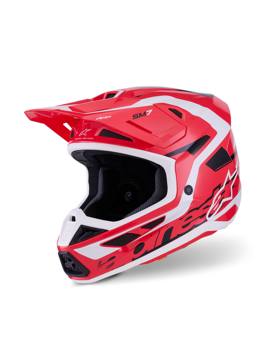 Alpinestars SM7 Deed Helmet Ece06 Red Black White Glossy Top Two Moto