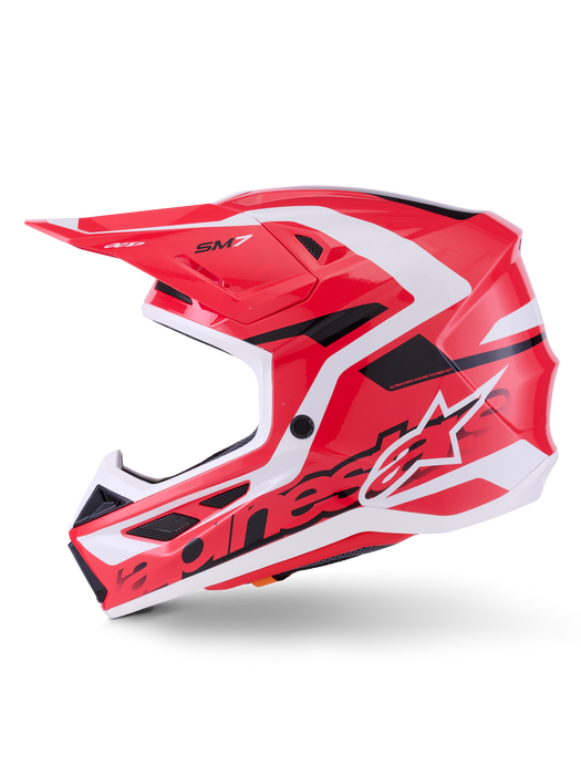 Alpinestars SM7 Deed Helmet Ece06 Red Black White Glossy Top Two Moto