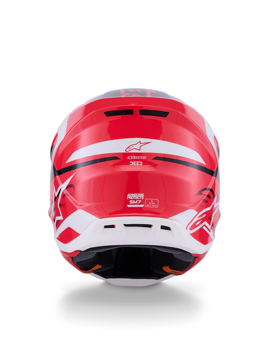 Alpinestars SM7 Deed Helmet Ece06 Red Black White Glossy Top Two Moto