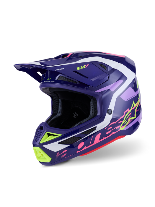 Alpinestars SM7 Deed Helmet Ece06 Purple Pink Glossy Top Two Moto