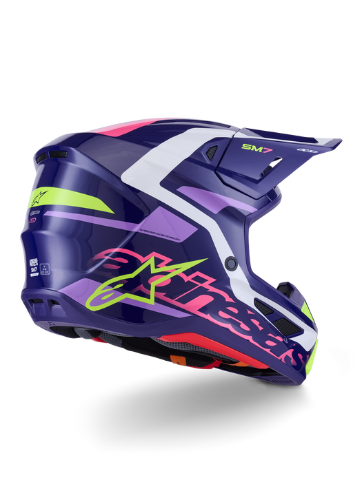 Alpinestars SM7 Deed Helmet Ece06 Purple Pink Glossy Top Two Moto