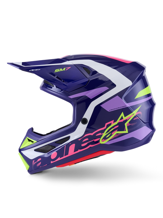 Alpinestars SM7 Deed Helmet Ece06 Purple Pink Glossy Top Two Moto