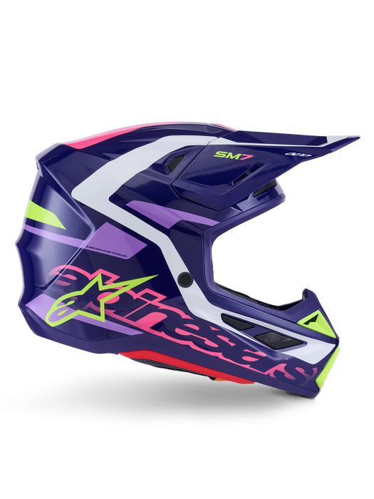 Alpinestars SM7 Deed Helmet Ece06 Purple Pink Glossy Top Two Moto