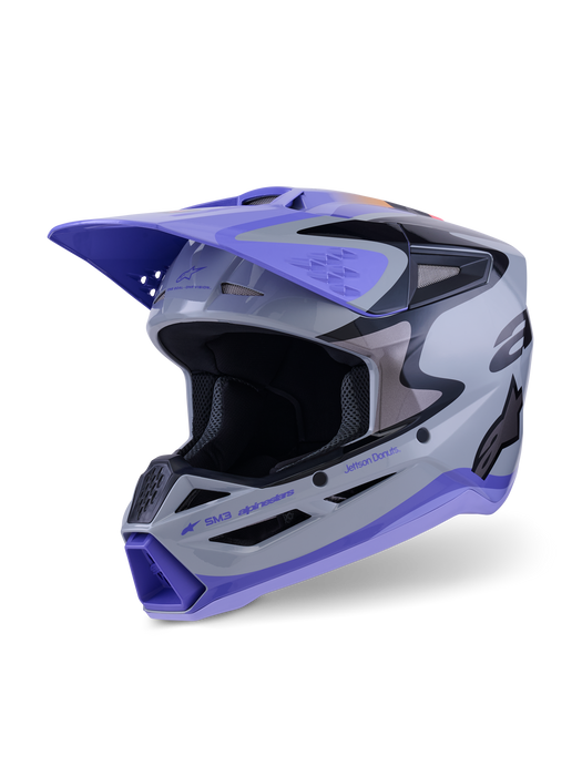 Alpinestars SM3 Jettson Helmet Ece06 Gray Purple Black Glossy Top Two Moto