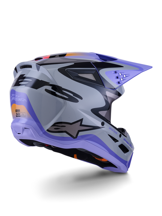 Alpinestars SM3 Jettson Helmet Ece06 Gray Purple Black Glossy Top Two Moto