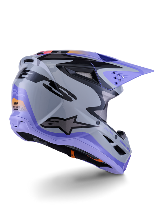 Alpinestars SM3 Jettson Helmet Ece06 Gray Purple Black Glossy Top Two Moto