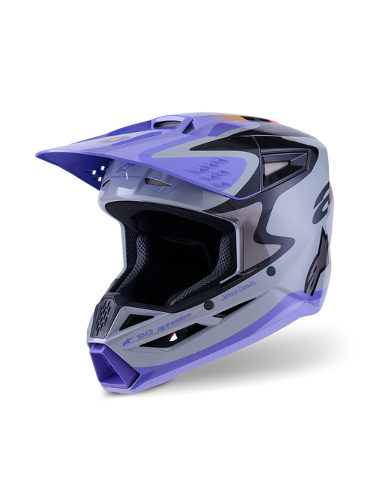 Alpinestars SM3 Jettson Helmet Ece06 Gray Purple Black Glossy Top Two Moto