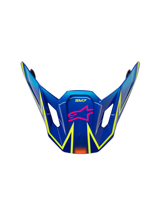 Alpinestars SM7 Cast Visor Ece06 Blue Pink Fluro-Yellow Glossy Top Two Moto
