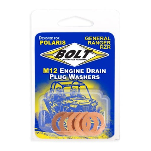 Bolt Polaris Engine Drain Plug Washer M12x20 Copper (5 Pack)