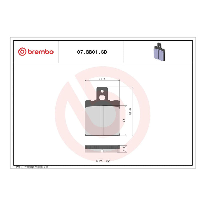 Brembo Prime Brake Pad Sinter Rear 07BB01SD
