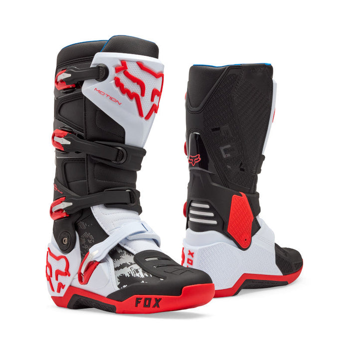 Fox Motion Boot - Wht/Flo Red