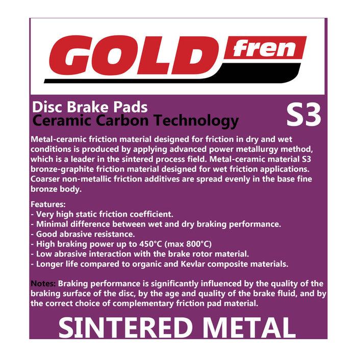 GOLDfren Brake Pads Sintered Sports GF207 - S3 ( PH307 )