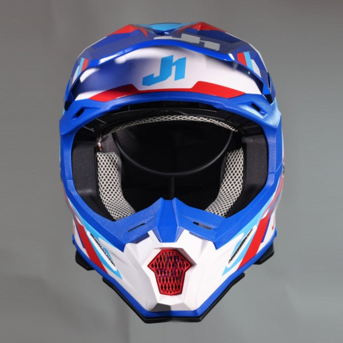 J22 F Performance Red White Blue Gloss Off Road Helmet JUST1