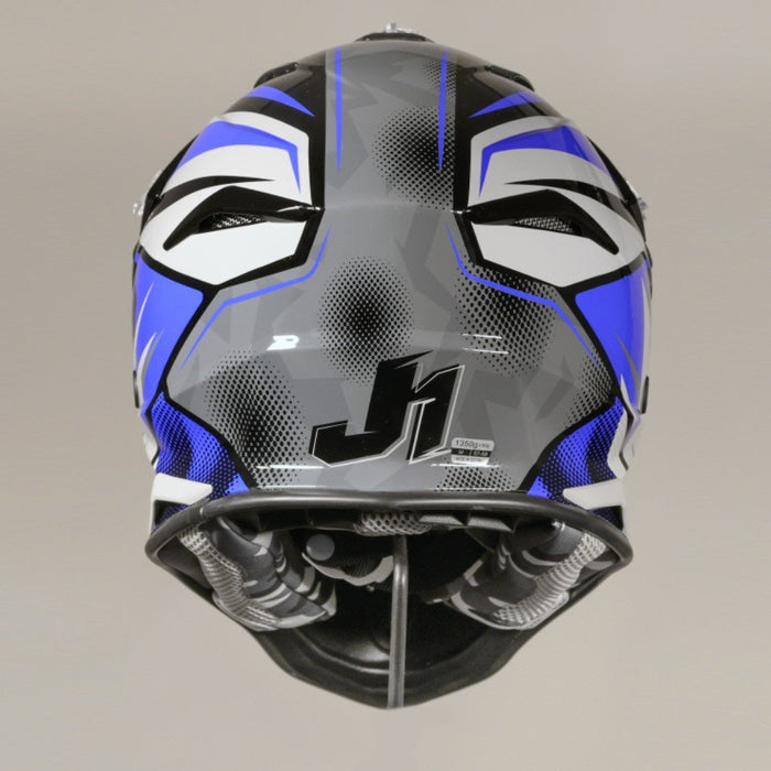 J39 Revo Grey Blue Black Gloss Off Road Helmet JUST1
