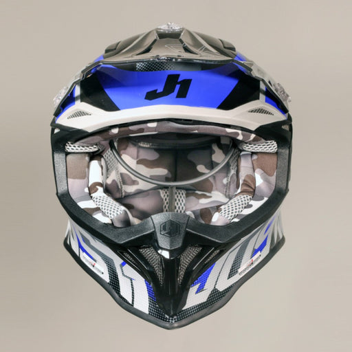 J39 Revo Grey Blue Black Gloss Off Road Helmet JUST1