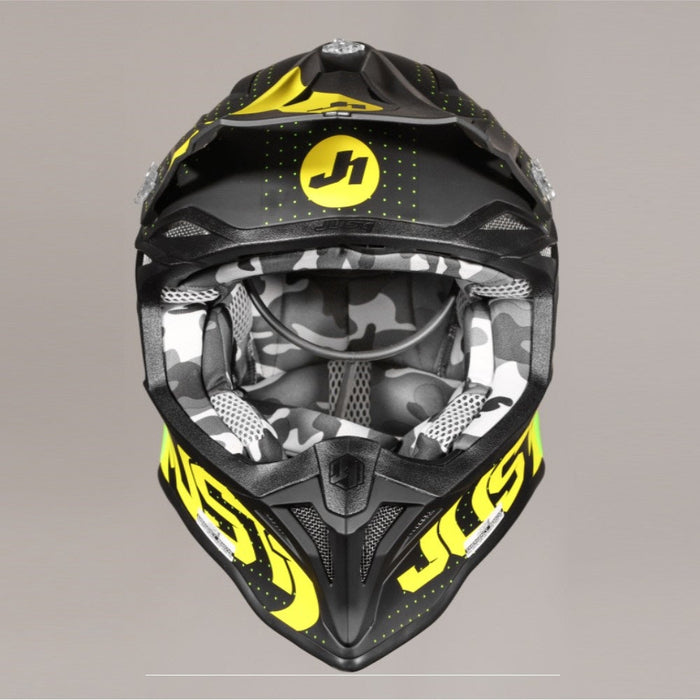 J39 Xeno Fluo Yellow Black Matt Off Road Helmet JUST1