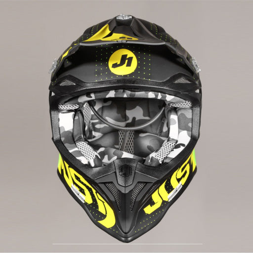 J39 Xeno Fluo Yellow Black Matt Off Road Helmet JUST1