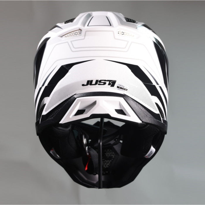 J40 Speed Black White Gloss Off Road Helmet JUST1