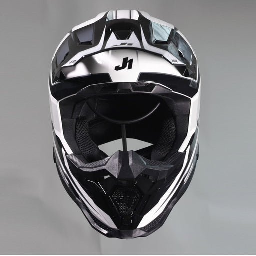 J40 Speed Black White Gloss Off Road Helmet JUST1