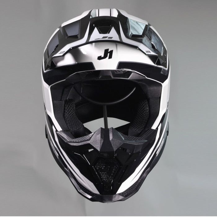 J40 Speed Black White Gloss Off Road Helmet JUST1