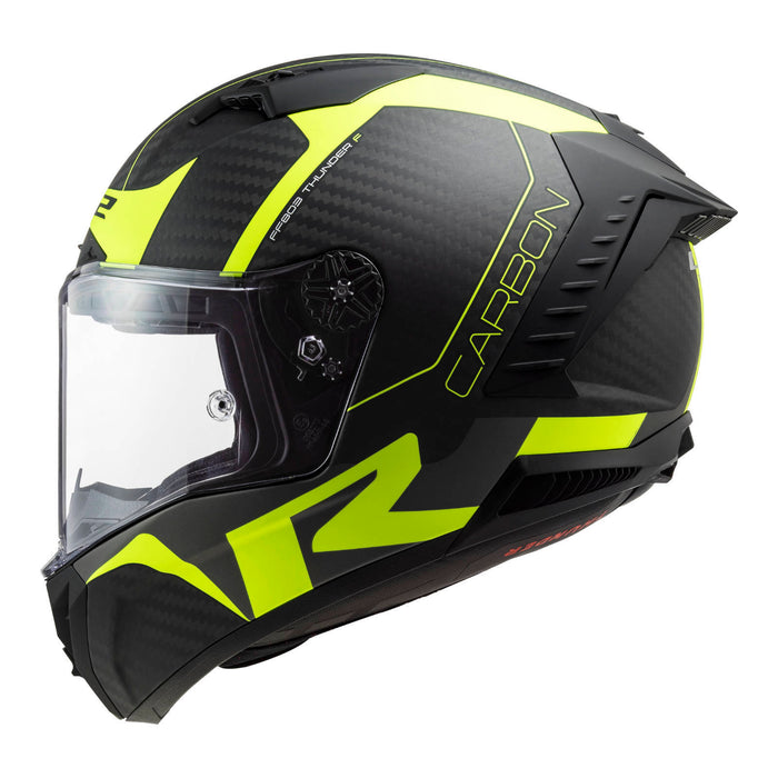 LS2 FF805C Thunder Carbon Helmet -  Matte Carbon / Hi-Vis Yellow