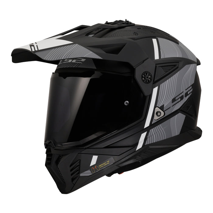 LS2 MX702 Pioneer II Hill Helmet - Matte Black / White 06