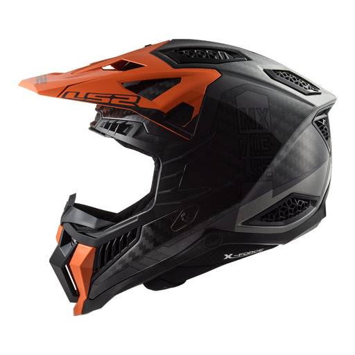LS2 MX703 X-Force Carbon Helmet - Victory Titanium / Orange