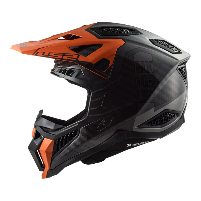 LS2 MX703 X-Force Carbon Helmet - Victory Titanium / Orange