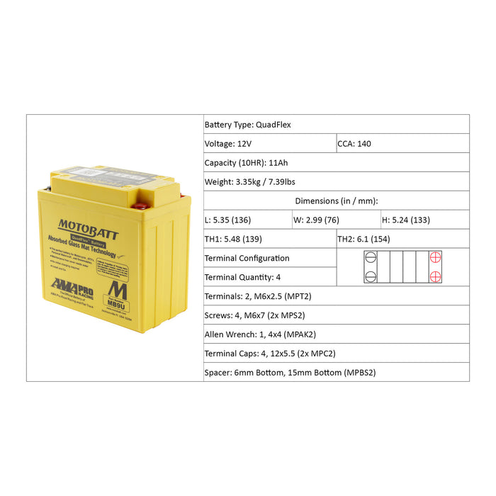 Motobatt Battery Quadflex AGM - MB9U