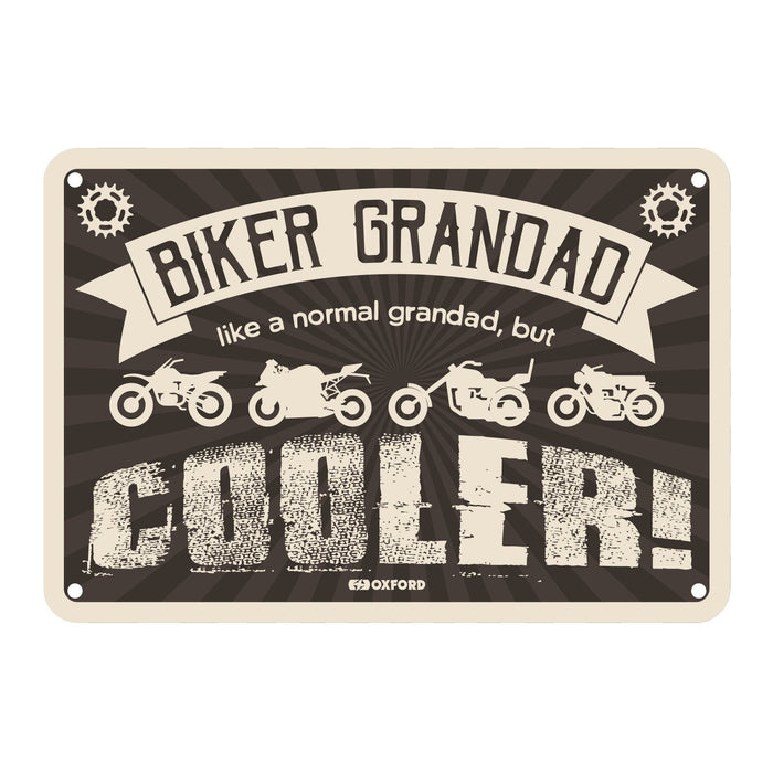 Oxford Garage Metal Sign: Biker Grandad, Like a Normal Grandad, But Cooler
