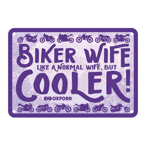 Oxford Garage Metal Sign: Biker Wife, Like a Normal Wife, But Cooler