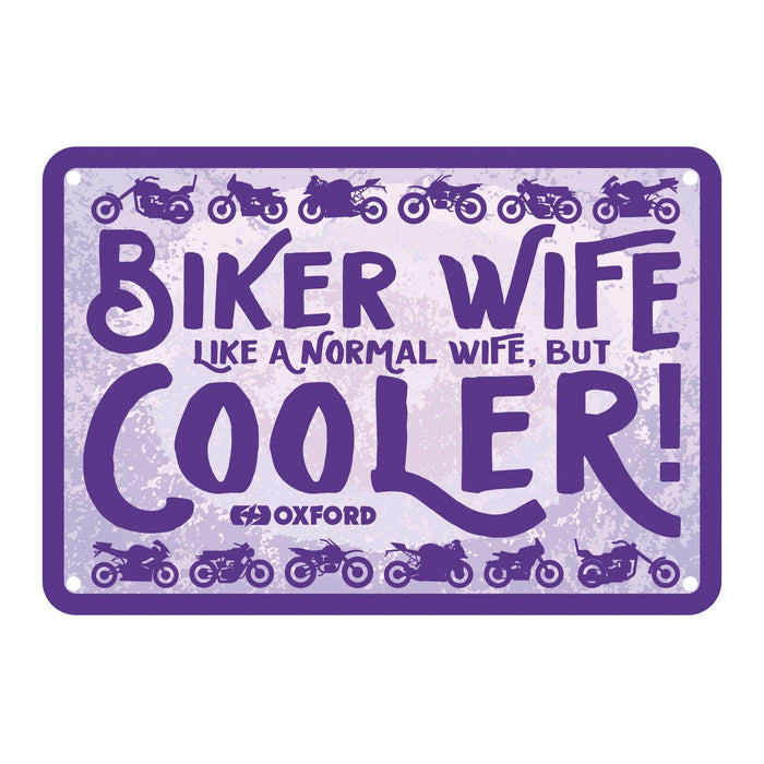 Oxford Garage Metal Sign: Biker Wife, Like a Normal Wife, But Cooler