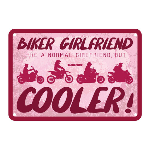 Oxford Garage Metal Sign: Biker Girlfriend, Like a Normal Girlfriend But Cooler