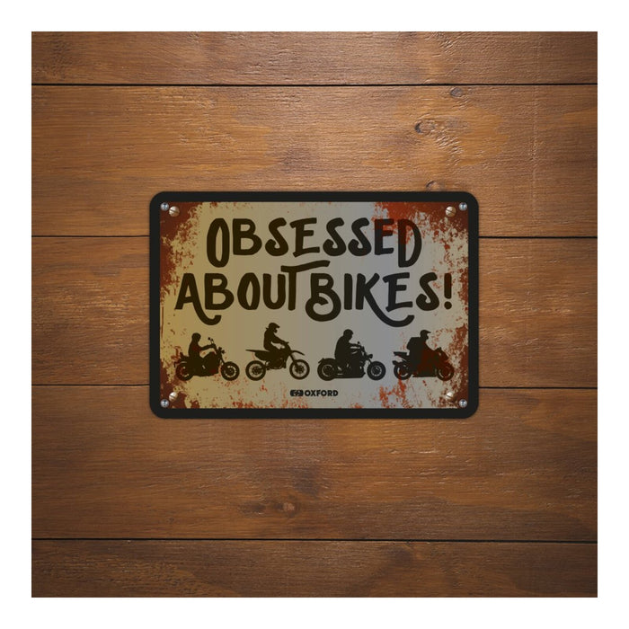 Oxford Garage Metal Sign: Obsessed About Bikers